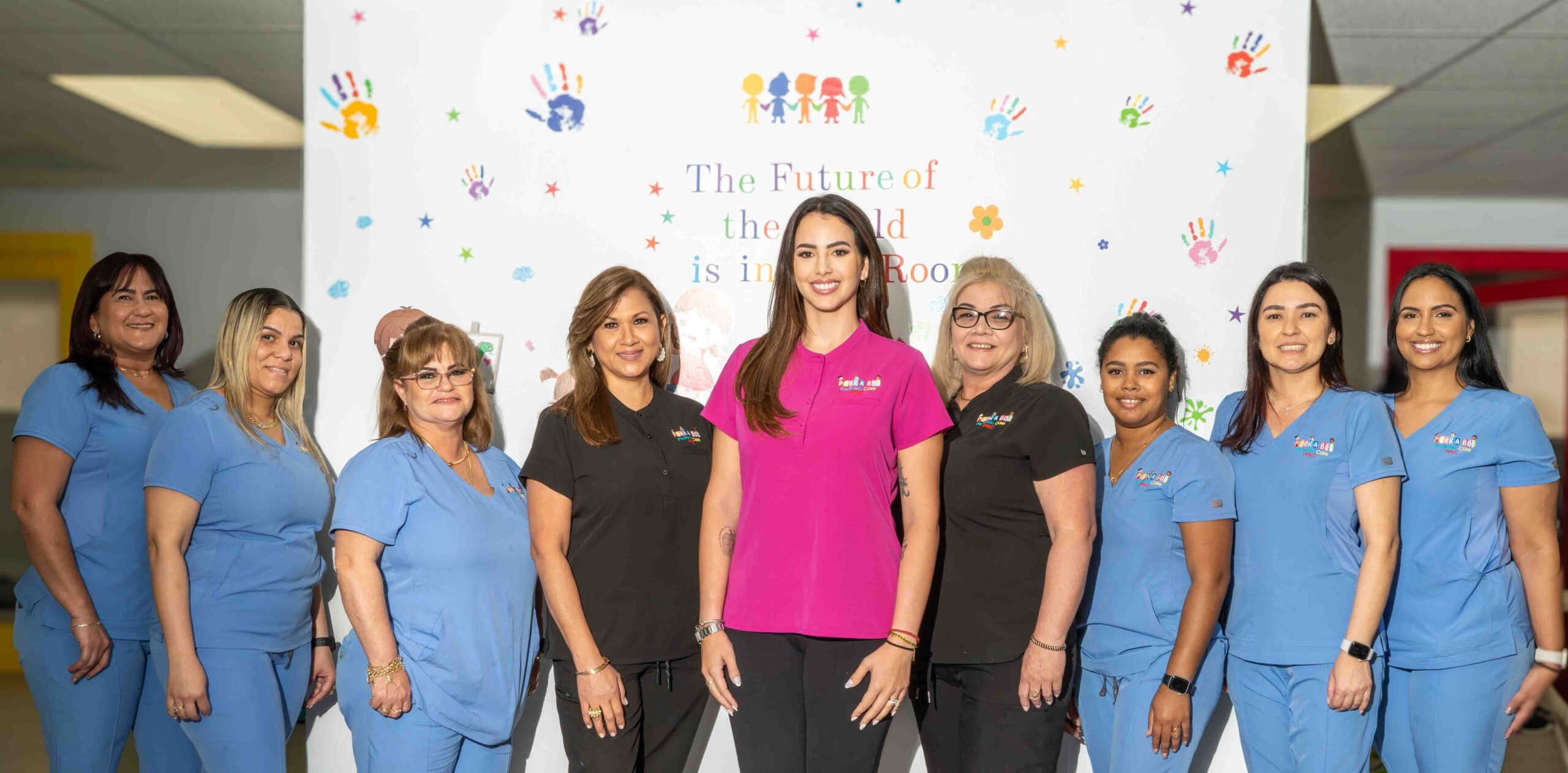 The Peek A Boo Pediatric Care team photographed together at the Hollywood center